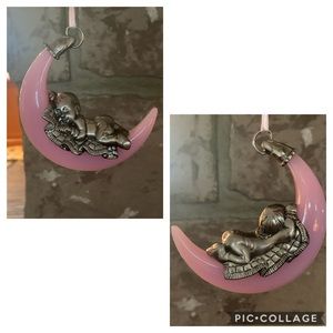 👶Lenox Sleeping Baby on Moonstone Pewter Ornament